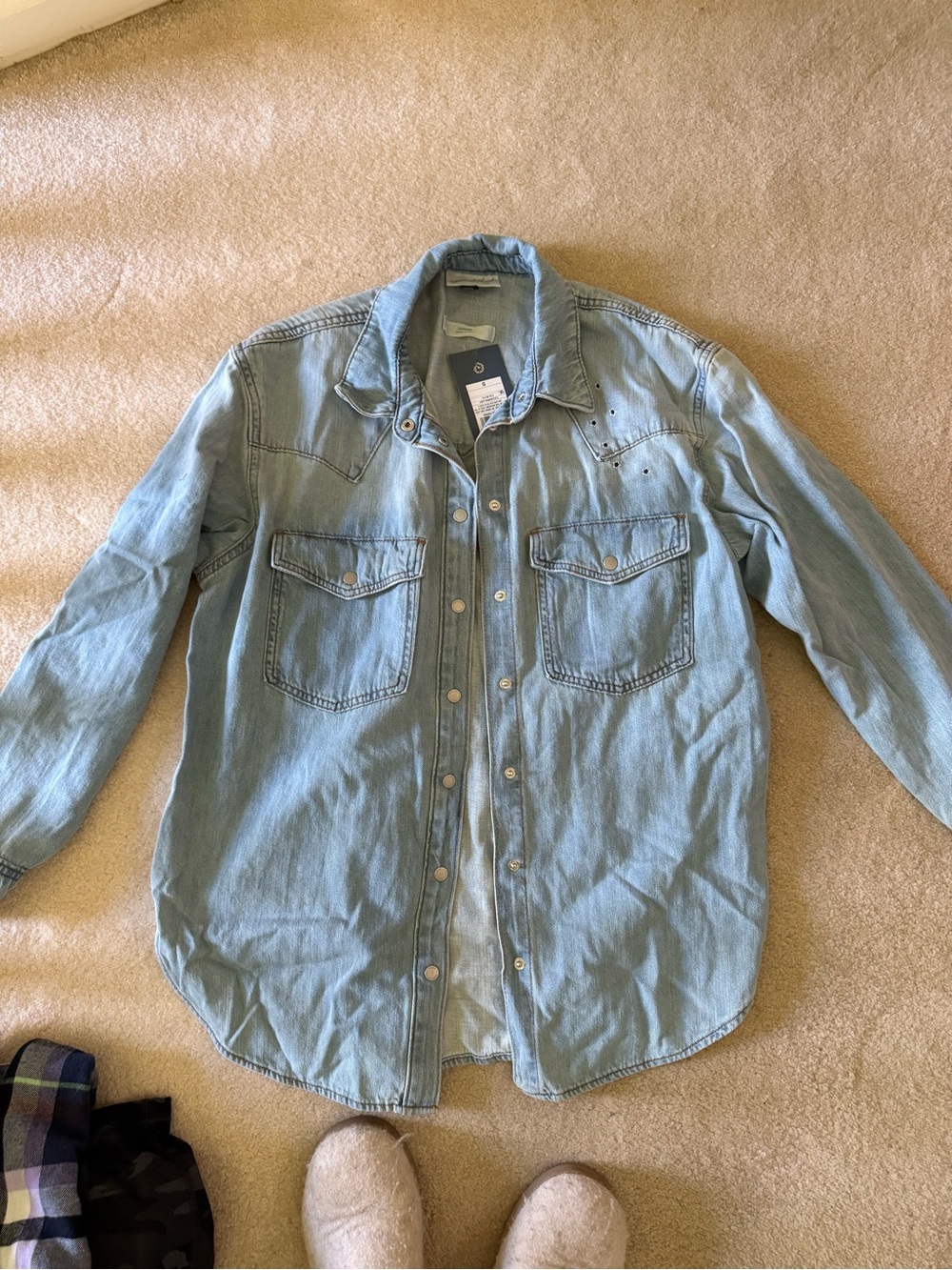 William Rast Pale Blue Denim Snap Shirt